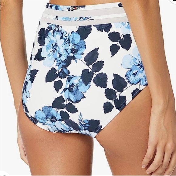 TOMMY HILFIGER Floral Mesh High-Rise Bikini Bottom Blue/White XS NWT - Picture 4 of 11